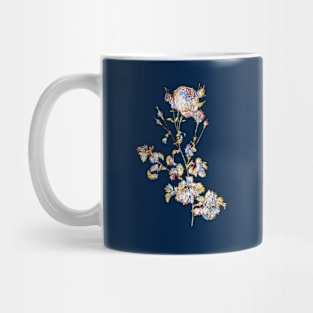 Stained Glass Celery Leaved Cabbage Rose Botanical Illustration Mug